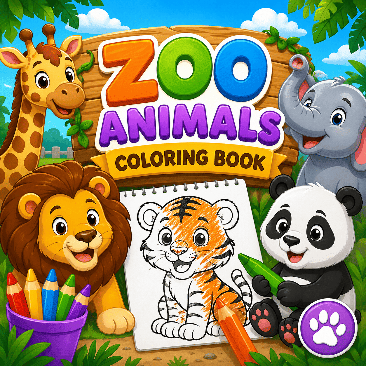 Zoo Animals: Coloring Book Wonders